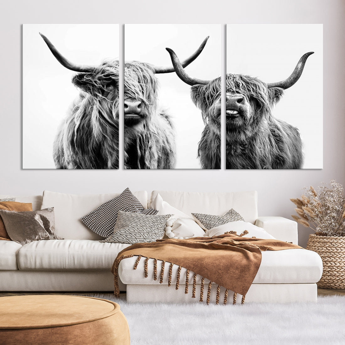 Bring the Charm of a Scottish Highland Cow to Your Farmhouse with Our Wall Art Canvas PrintA Rustic & Cozy Decor