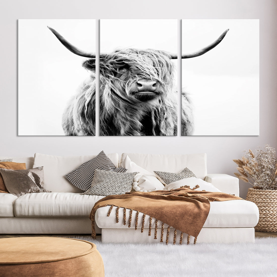 Bring the Charm of a Scottish Highland Cow to Your Farmhouse with Our Wall Art Canvas PrintA Rustic & Cozy Decor