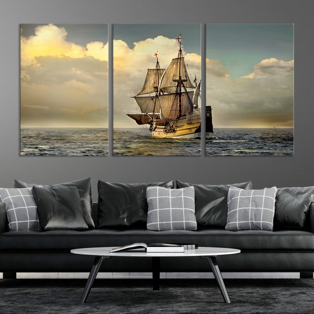 English War Ship Giclee Canvas Extra Large Wall Art Print
