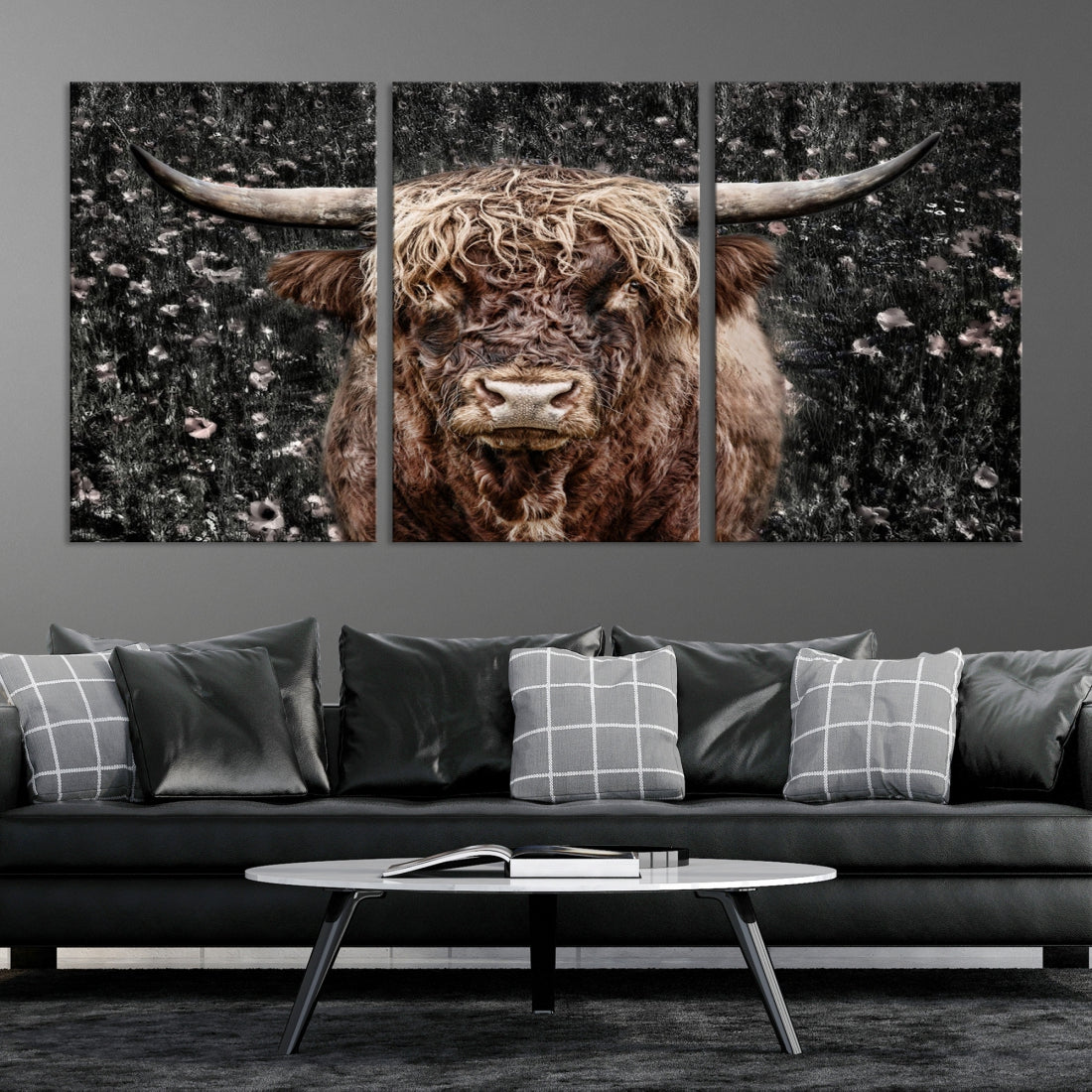 Highland Cow Photography Canvas Wall Art Print Animal Wall Art Painting Large Cow Canvas Print Home Office Ranch Farm