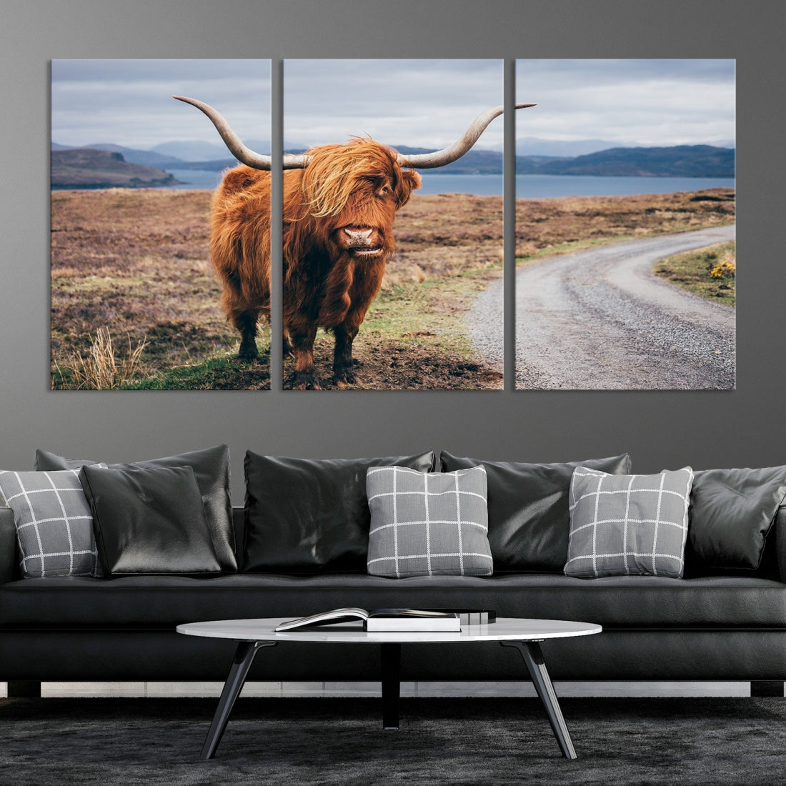 Big Horn Highland Cow Canvas Wall Art Print Animal Photograph Art Canvas