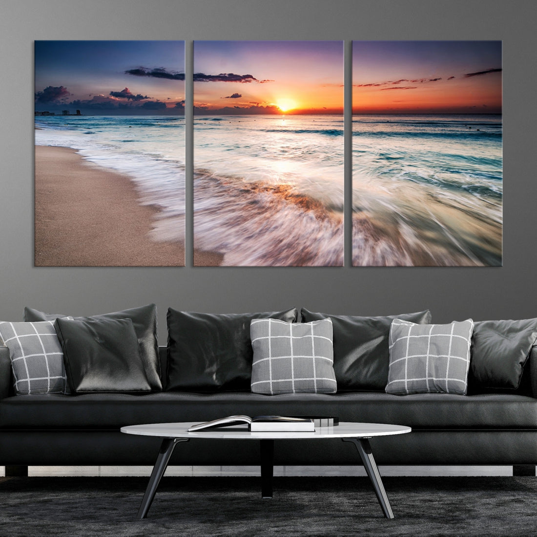 Serene Water Meets Radiant Sunset Clouds Wall Art Canvas Print