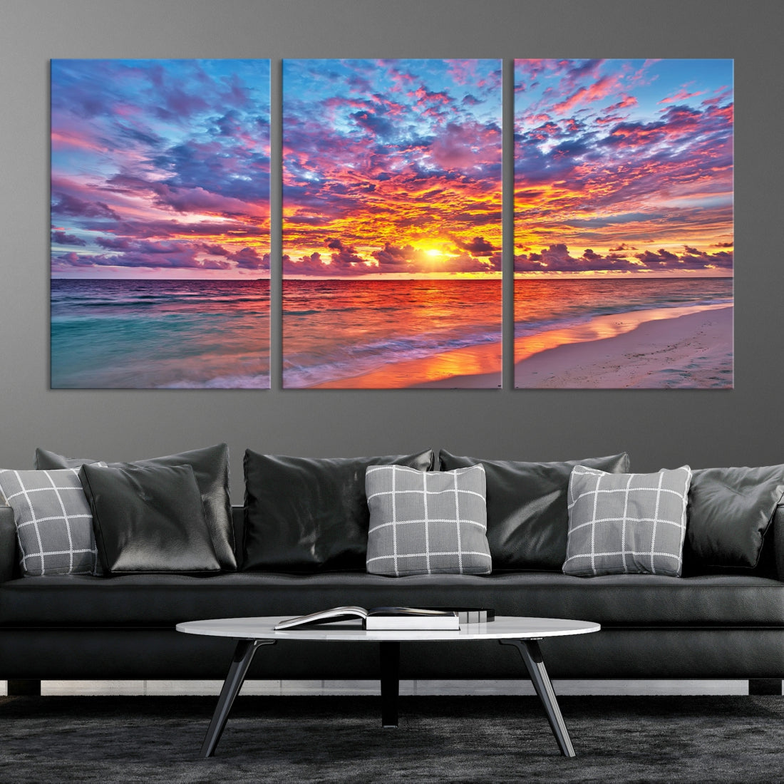 Amazing Ocean Sunset Beach Landscape Giclee Canvas Extra Large Wall Art Print