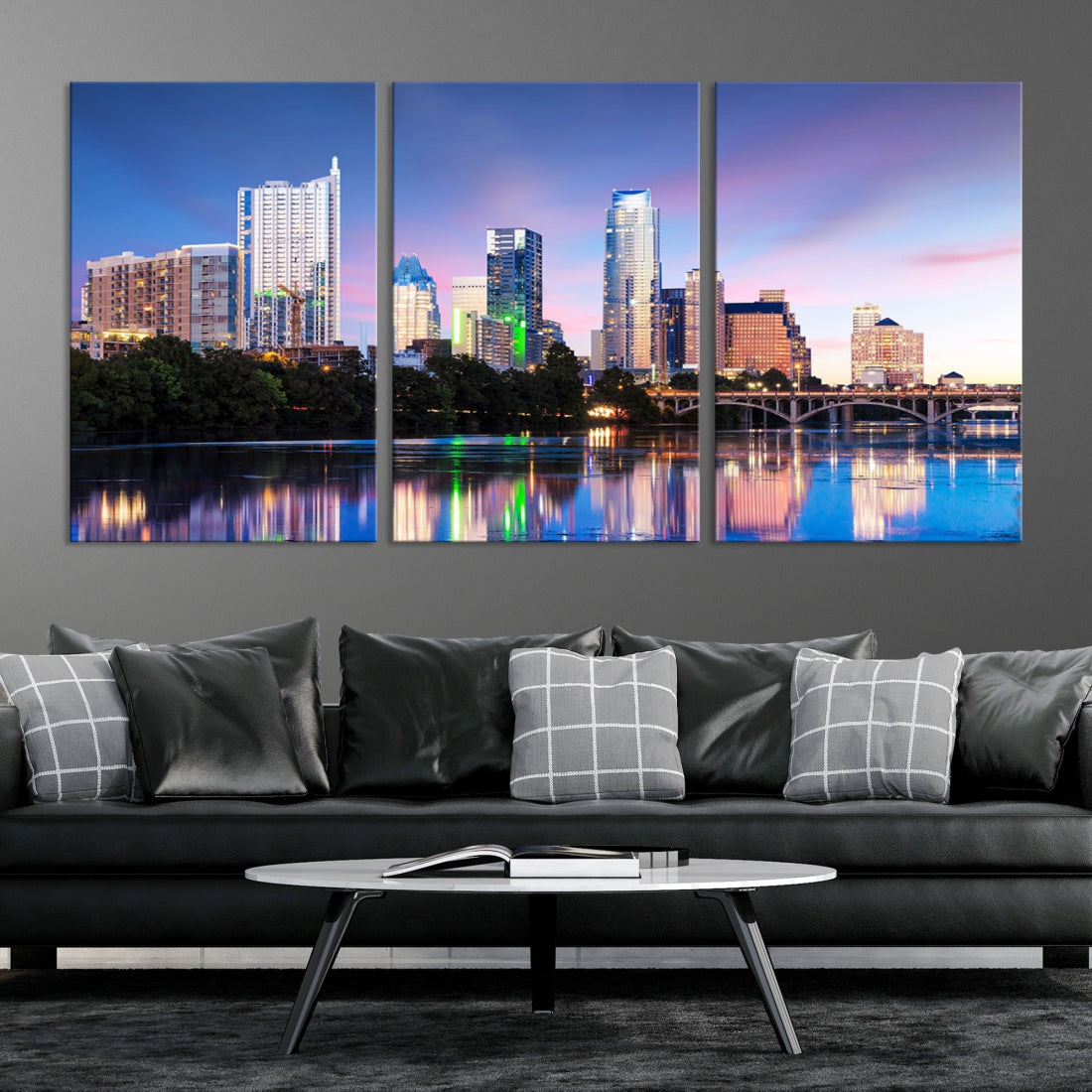 Extra Large Austin City Canvas Print Purple Dusk Skyline Wall Art