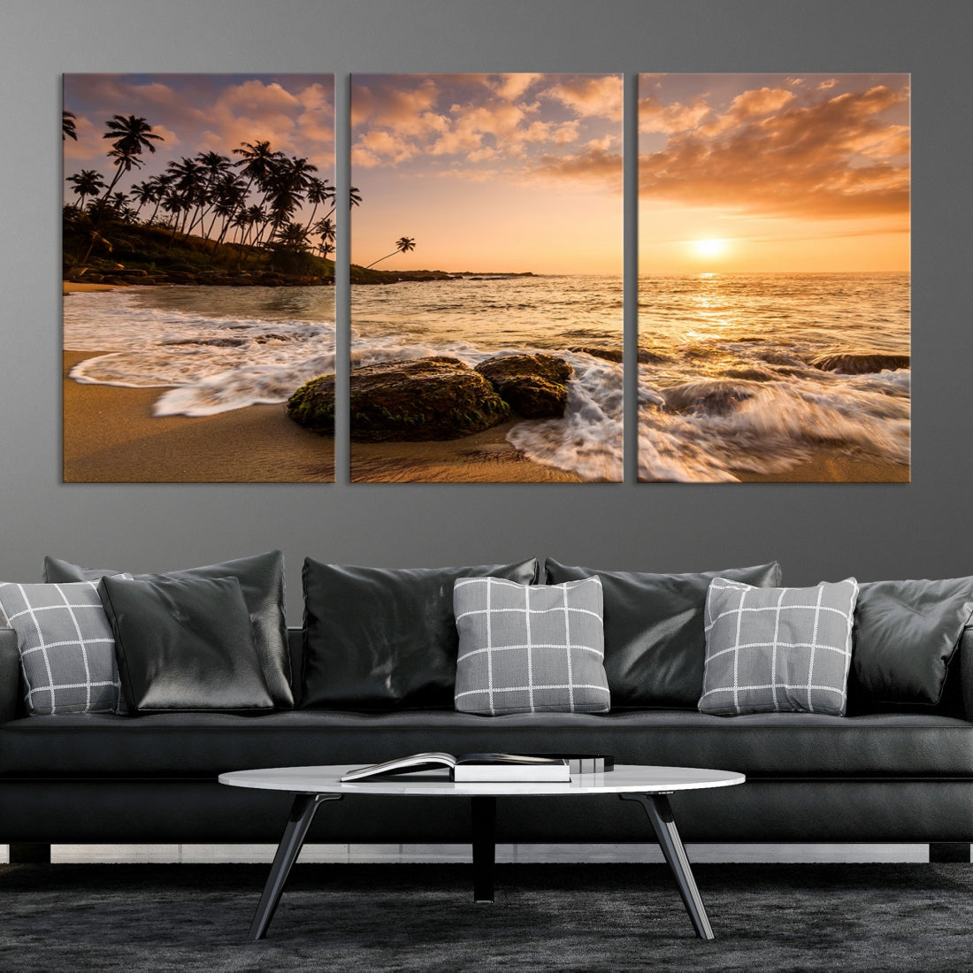 Tropical Island and Sunset Landscape Giclee Print Large Canvas Wall Art