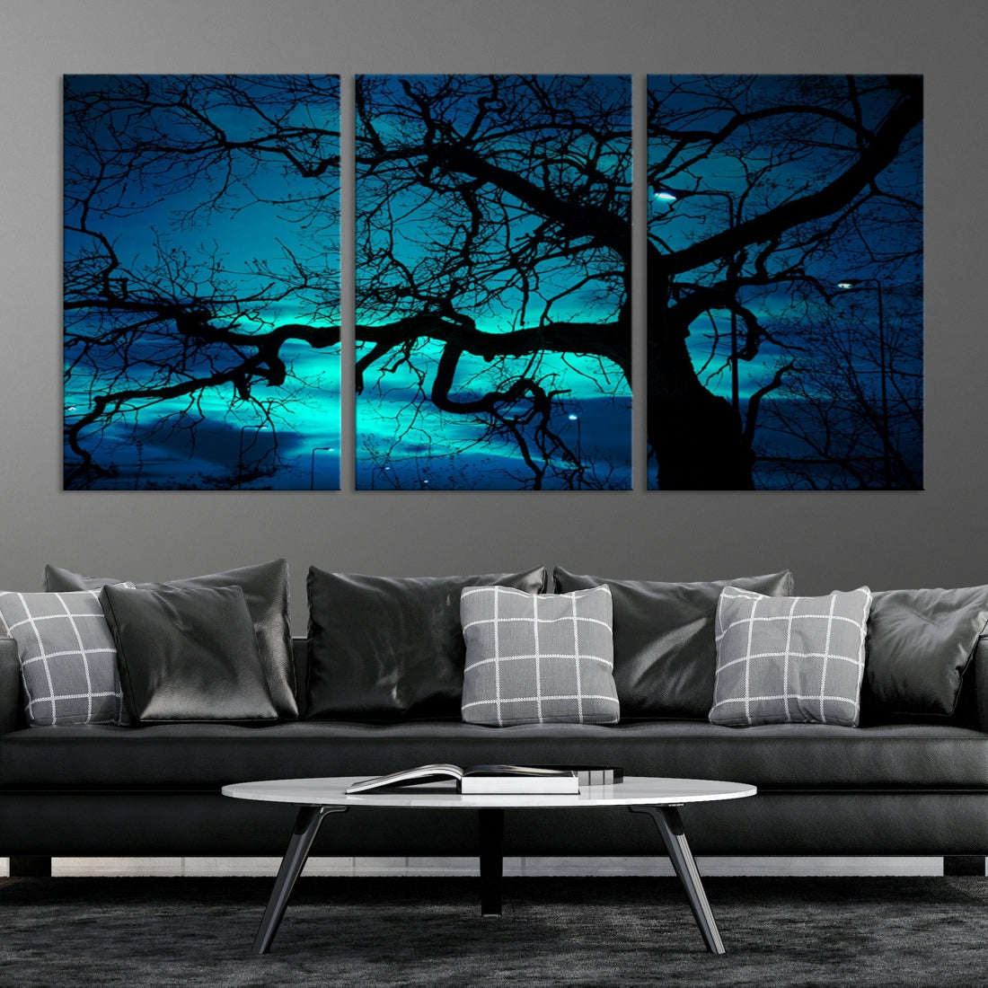 Bare Tree Moonlight Nature Wall Art Large Canvas Print Living Room Decor