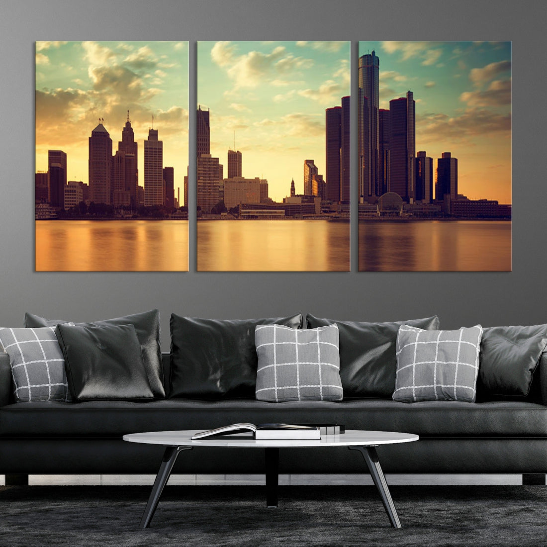 Detroit Downtown Towers Skyline Wall Art Cityscape Canvas Print