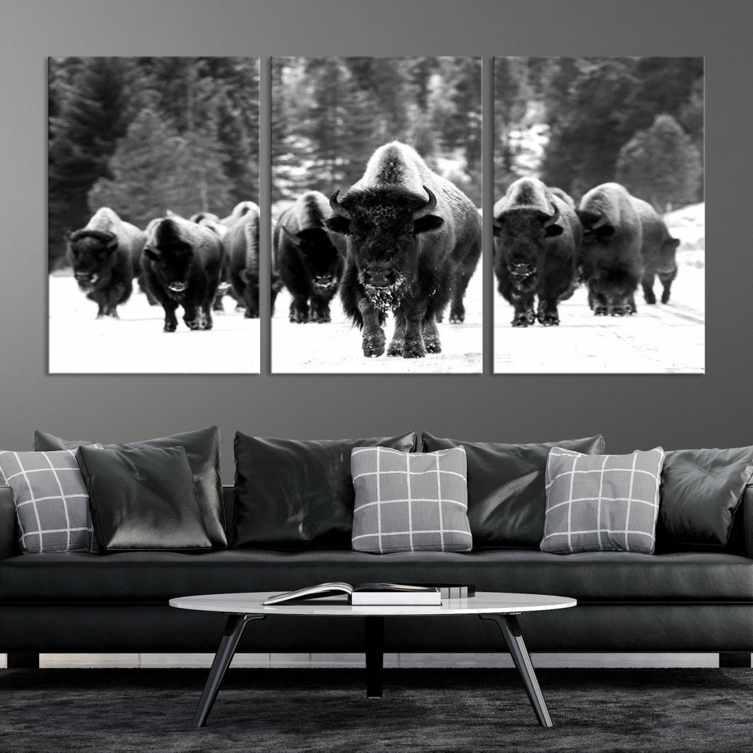 Buffalo Herd Wall Art Canvas Print, Bison Canvas Print