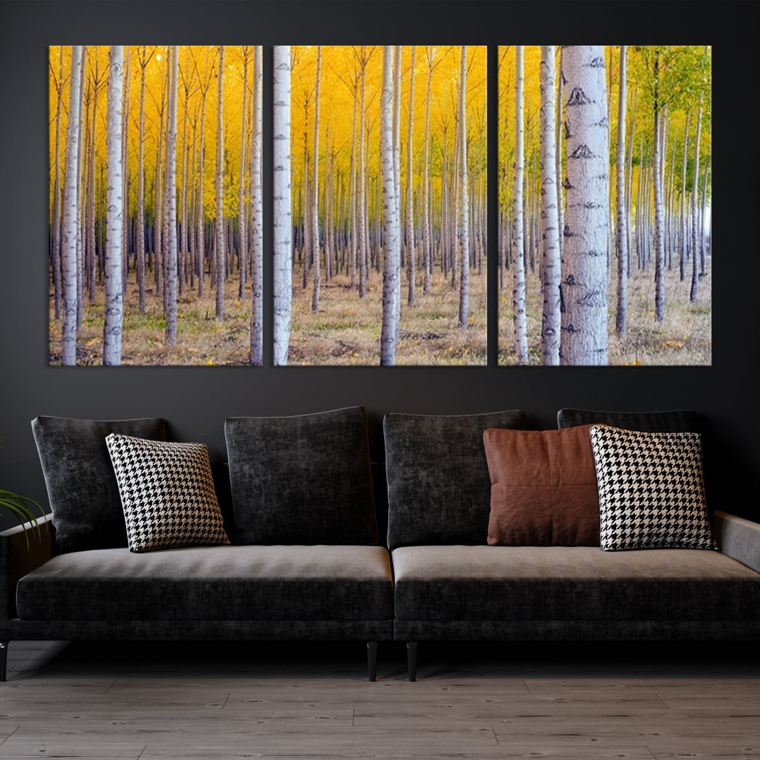 Yellow Forest Autumn Landscape Tree Wall Art Landscape Canvas Print