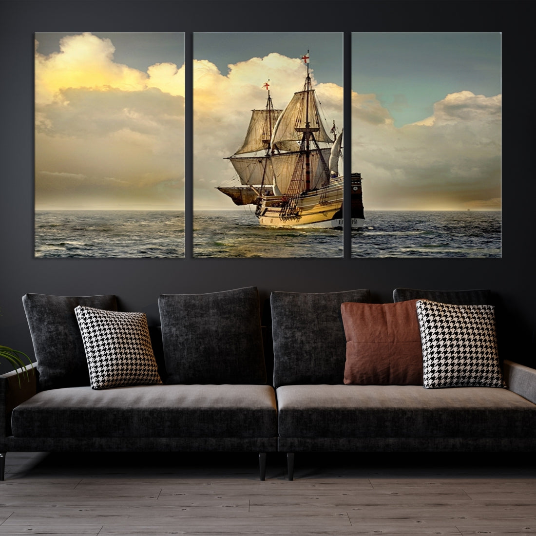 English War Ship Giclee Canvas Extra Large Wall Art Print