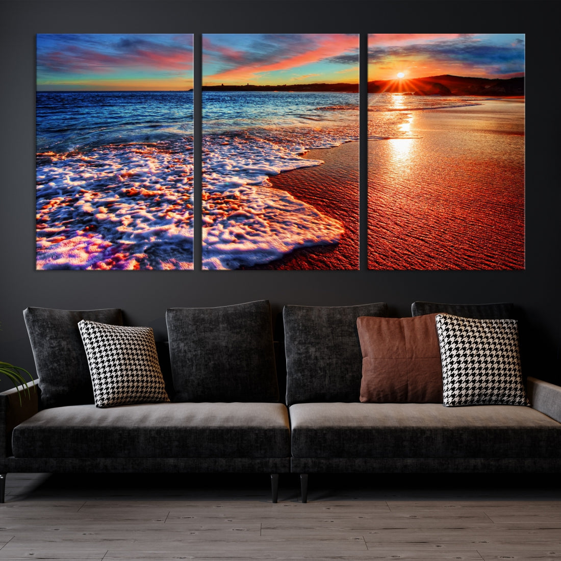 Beautiful Ocean Sunset Beach Giclee Canvas Extra Large Wall Art Print