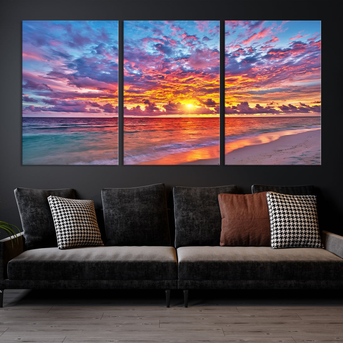 Amazing Ocean Sunset Beach Landscape Giclee Canvas Extra Large Wall Art Print