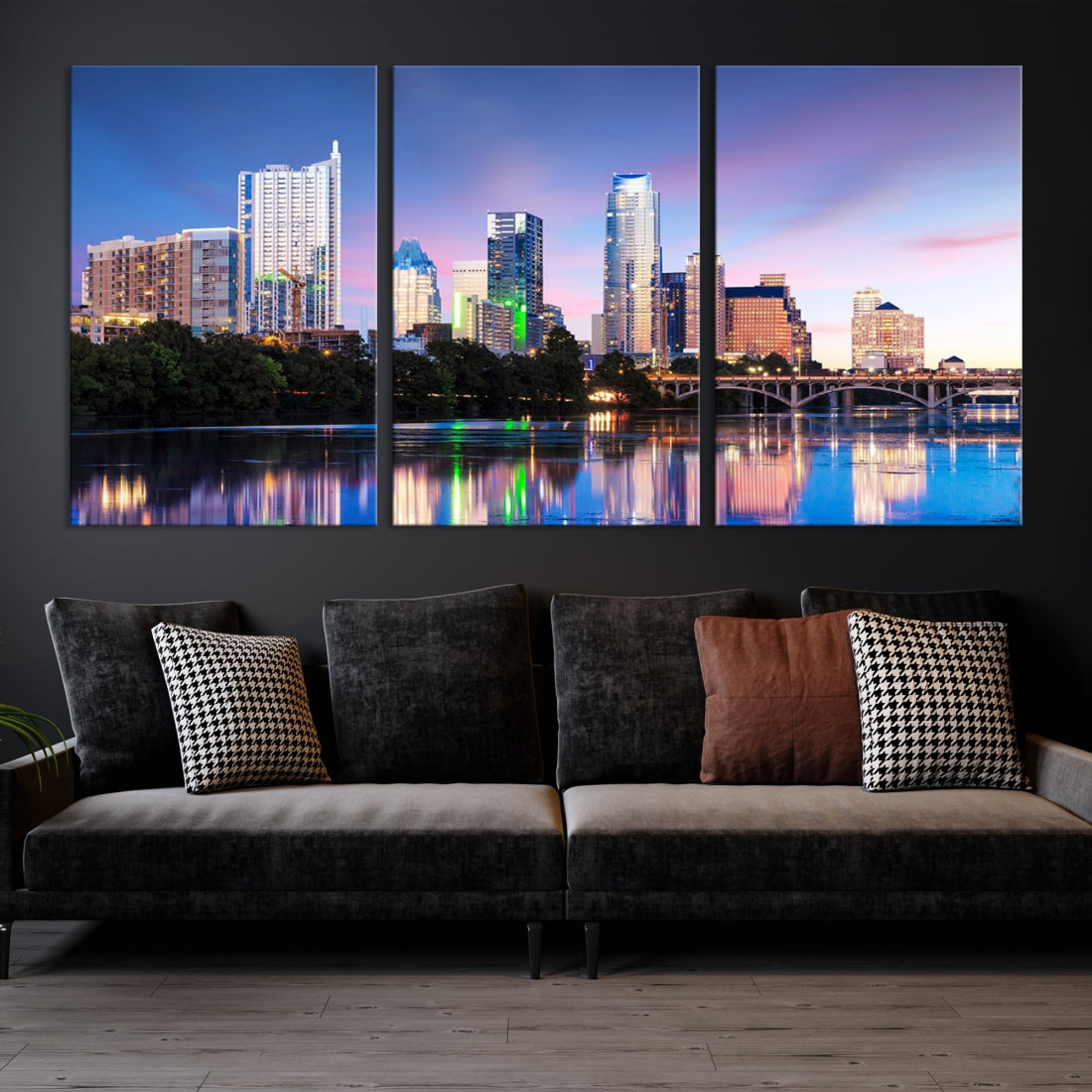 Extra Large Austin City Canvas Print Purple Dusk Skyline Wall Art