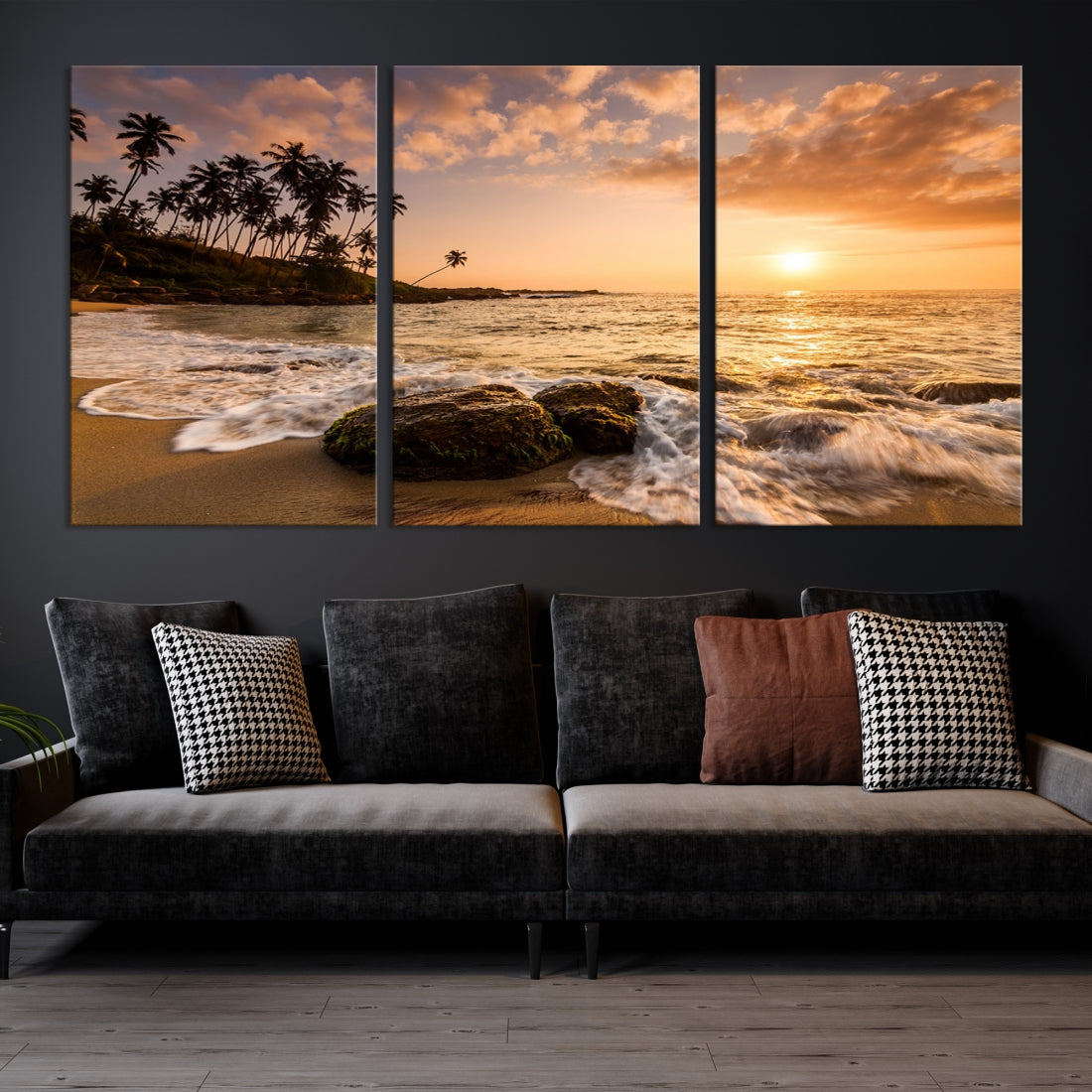 Tropical Island and Sunset Landscape Giclee Print Large Canvas Wall Art