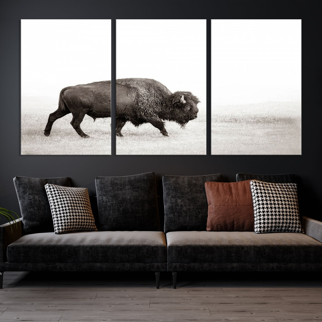 Alone Bison Wall Art Canvas Print, Cow Wall Art, Buffalo Artwork