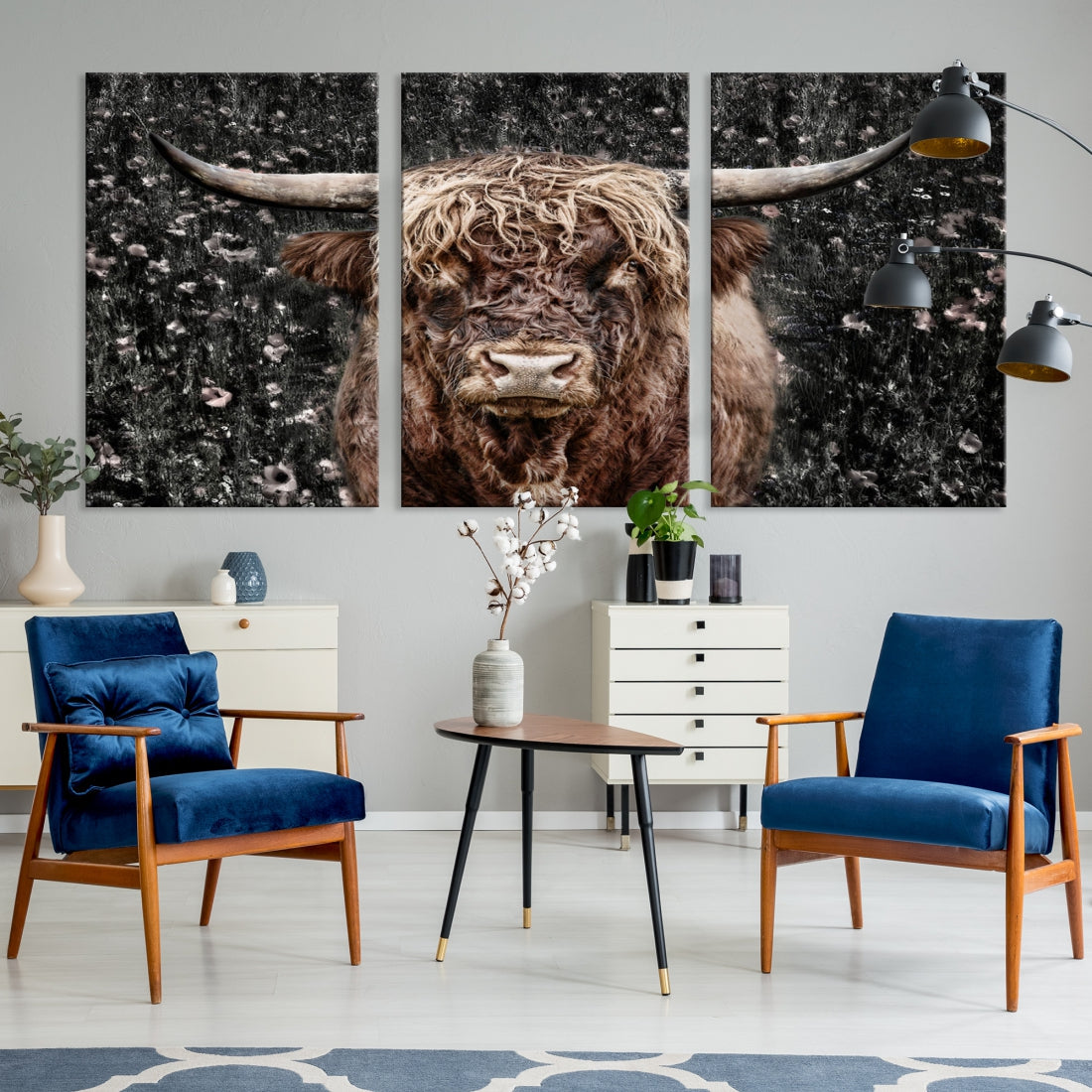 Highland Cow Photography Canvas Wall Art Print Animal Wall Art Painting Large Cow Canvas Print Home Office Ranch Farm