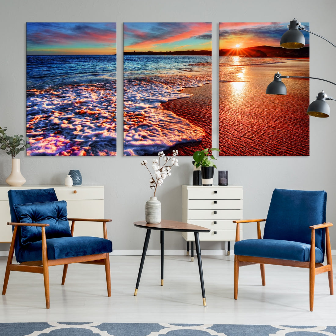 Beautiful Ocean Sunset Beach Giclee Canvas Extra Large Wall Art Print