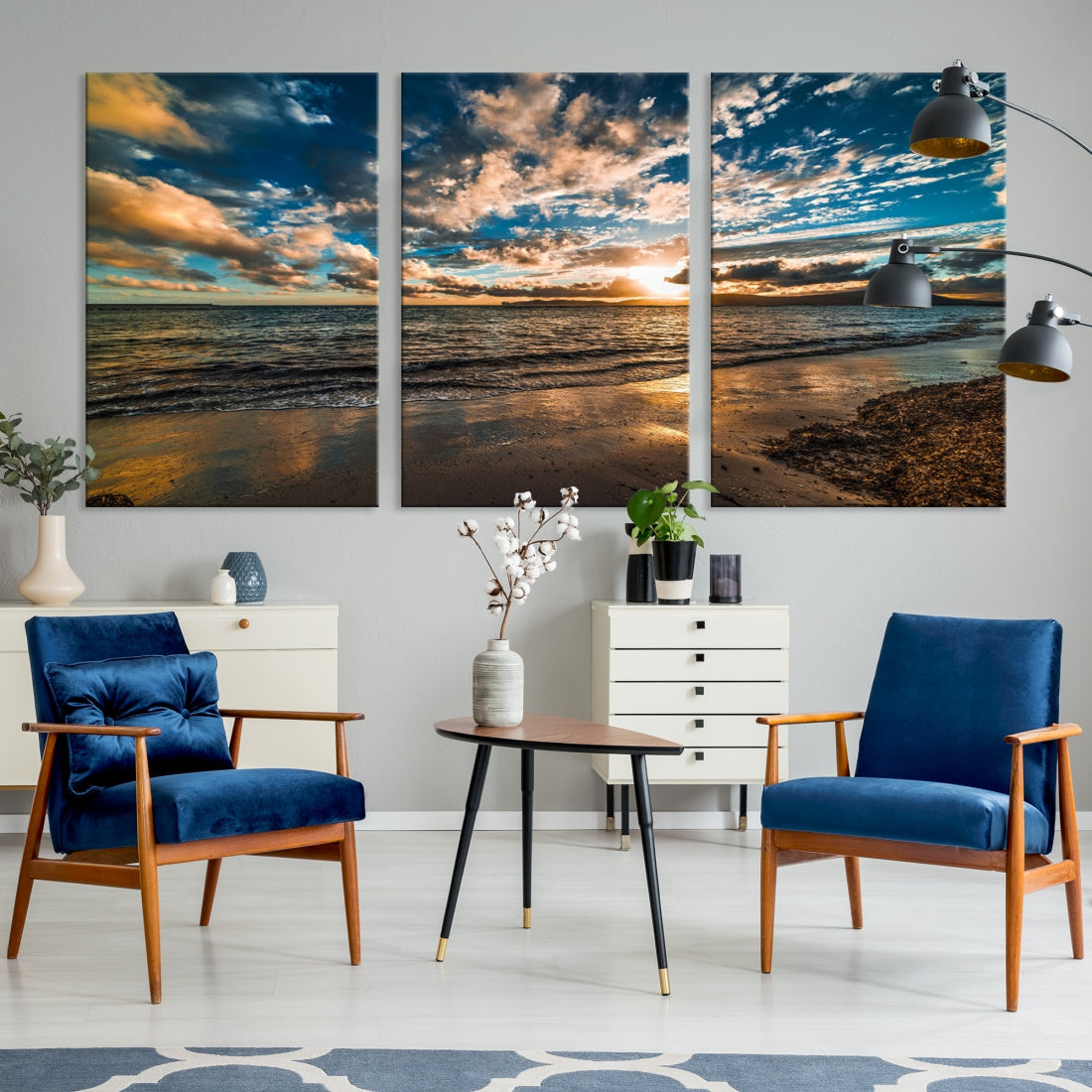 Ocean Beach Wall Art Canvas Print Sunset Artwork Print Coastal Wall Art