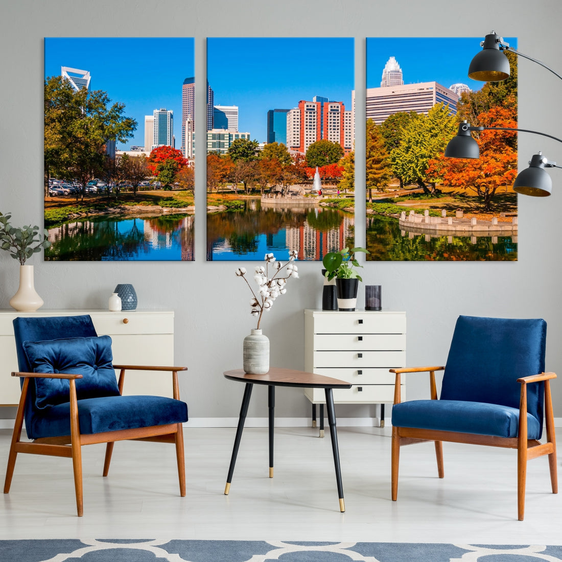 Charlotte City Photo Print Framed Canvas Wall Art Cityscape Wall Decor