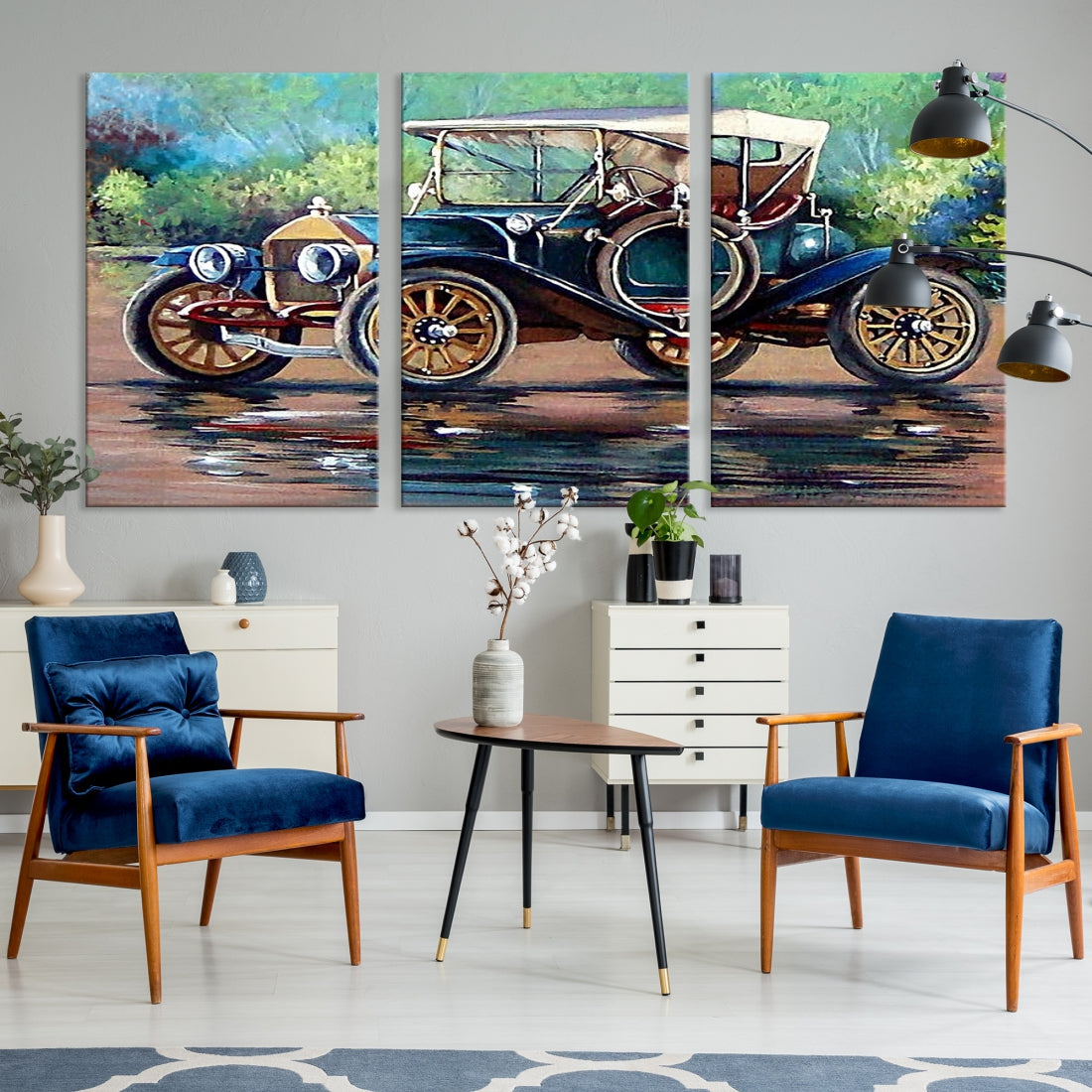 Oil Painting Old Retro Auto Car Giclee Canvas Extra Large Wall Art Print