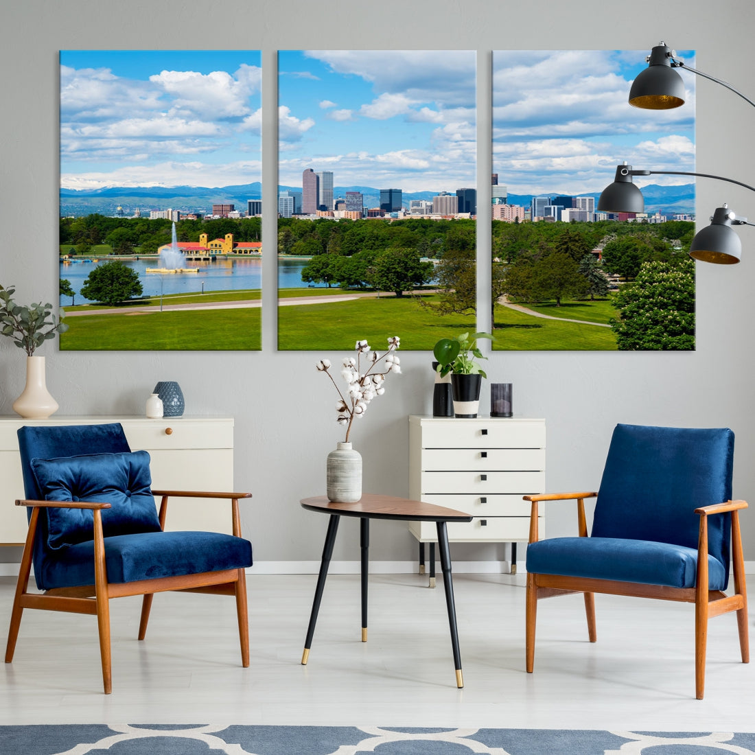 Spring in Denver Cityscape View Large Wall Art Canvas Print