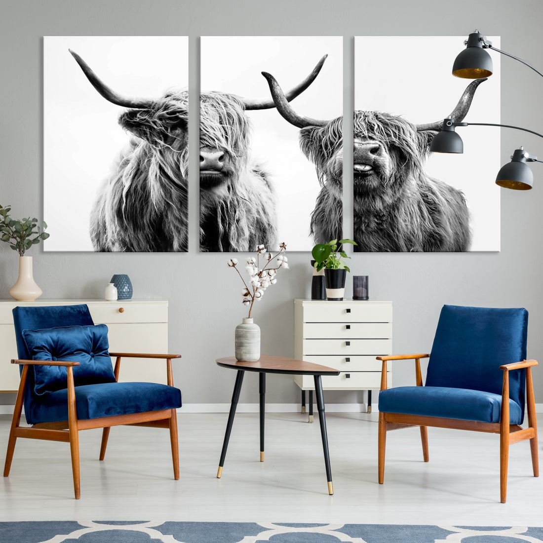 Bring the Charm of a Scottish Highland Cow to Your Farmhouse with Our Wall Art Canvas PrintA Rustic & Cozy Decor