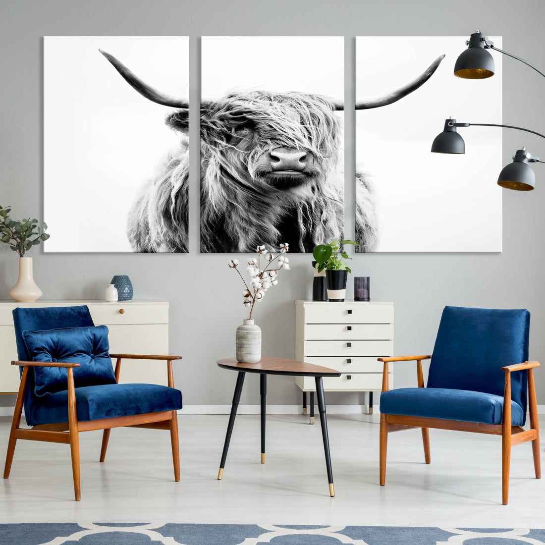 Bring the Charm of a Scottish Highland Cow to Your Farmhouse with Our Wall Art Canvas PrintA Rustic & Cozy Decor