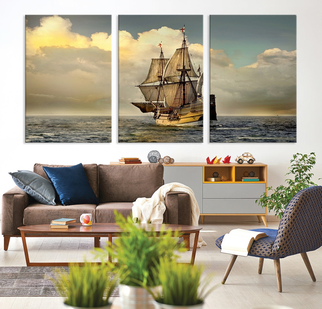 English War Ship Giclee Canvas Extra Large Wall Art Print