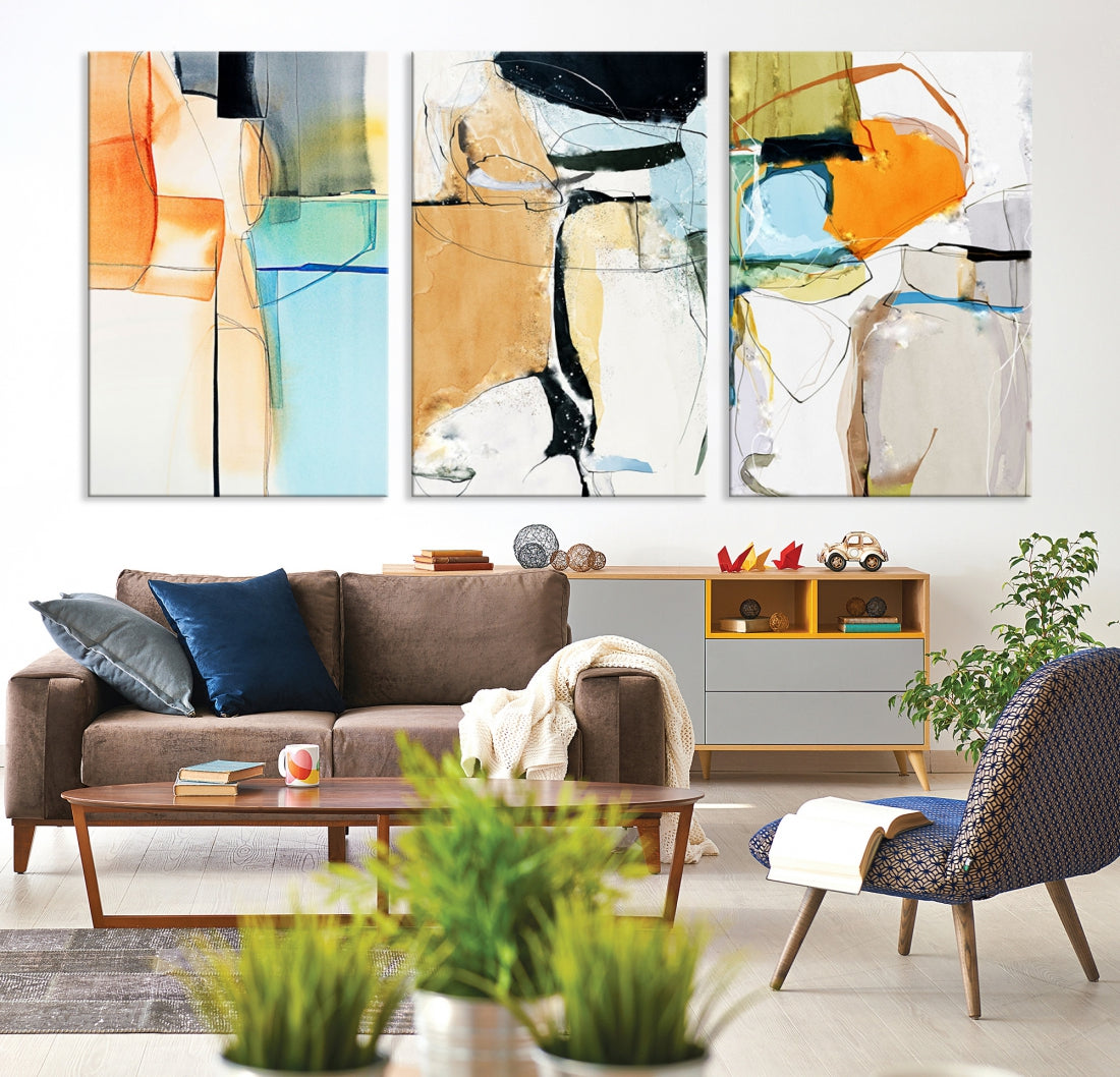 Contemporary Boho Style Abstract Canvas Wall Art Print