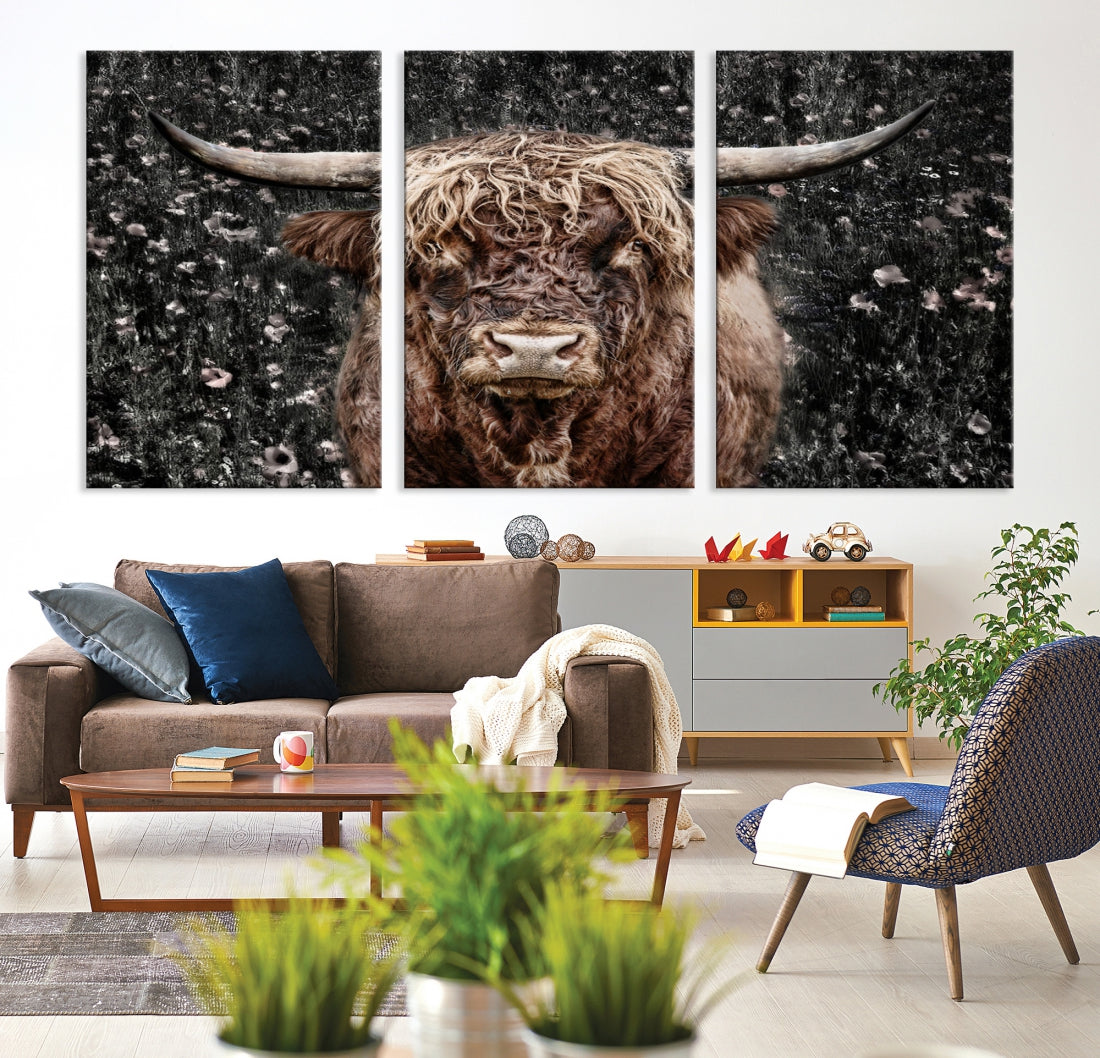 Highland Cow Photography Canvas Wall Art Print Animal Wall Art Painting Large Cow Canvas Print Home Office Ranch Farm