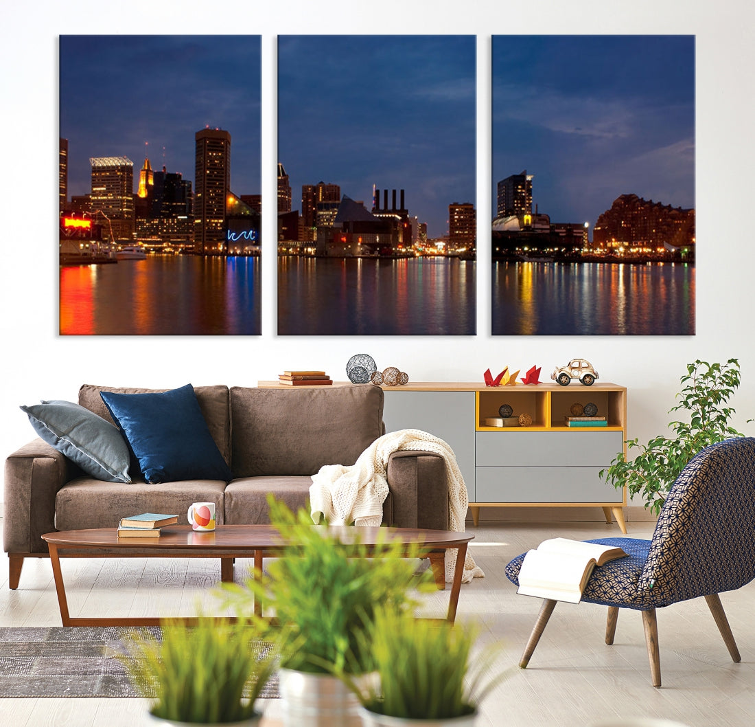 Baltimore City Downtown Skyline Cityscape Large Wall Art Canvas Print