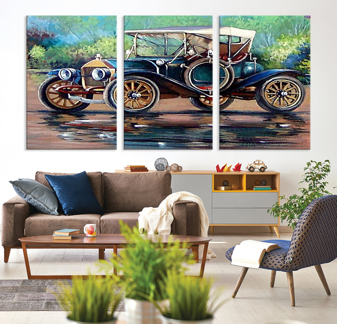 Oil Painting Old Retro Auto Car Giclee Canvas Extra Large Wall Art Print