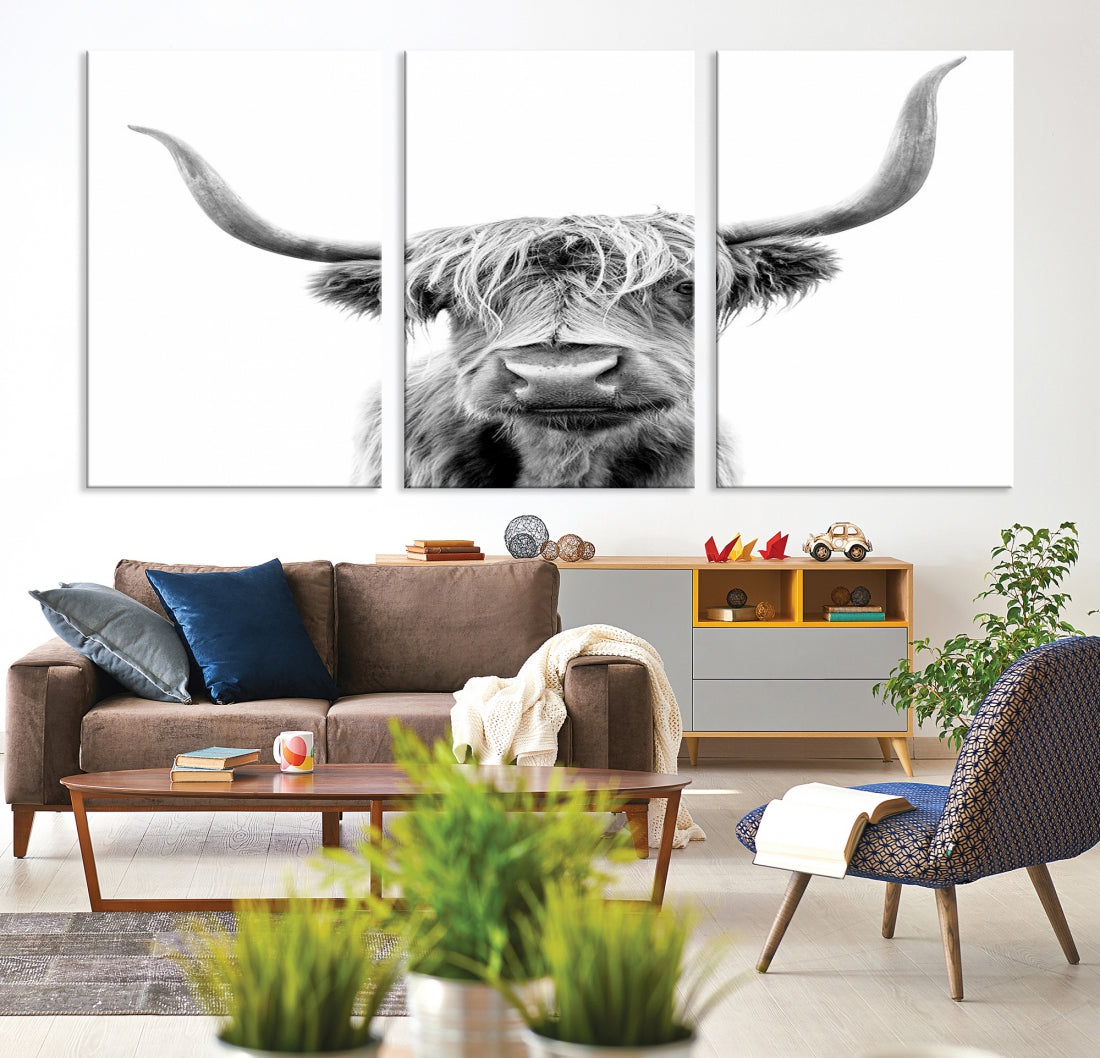 Bring the Charm of a Scottish Highland Cow to Your Farmhouse with Our Wall Art Canvas PrintA Rustic & Cozy Decor