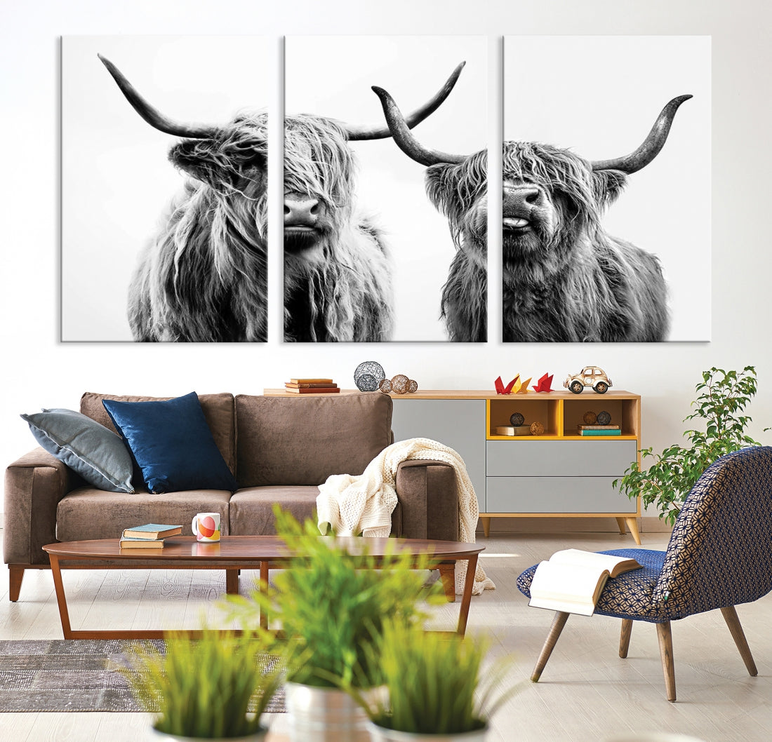 Bring the Charm of a Scottish Highland Cow to Your Farmhouse with Our Wall Art Canvas PrintA Rustic & Cozy Decor