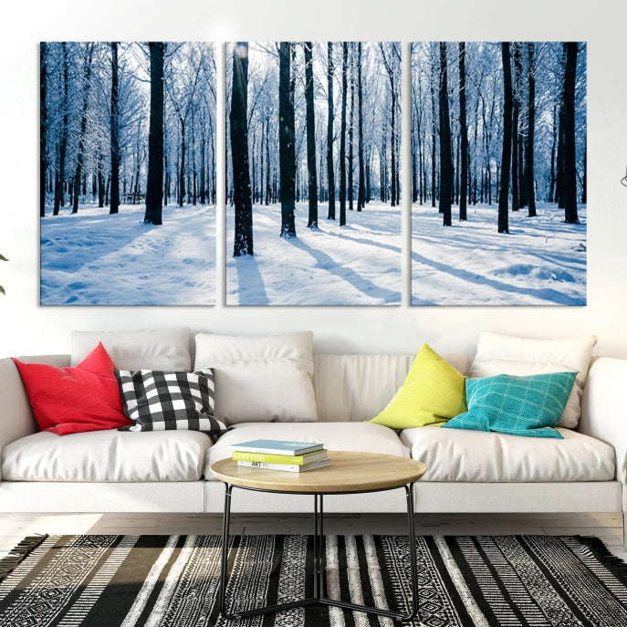 Winter Season in Forest Wall Art Canvas Print