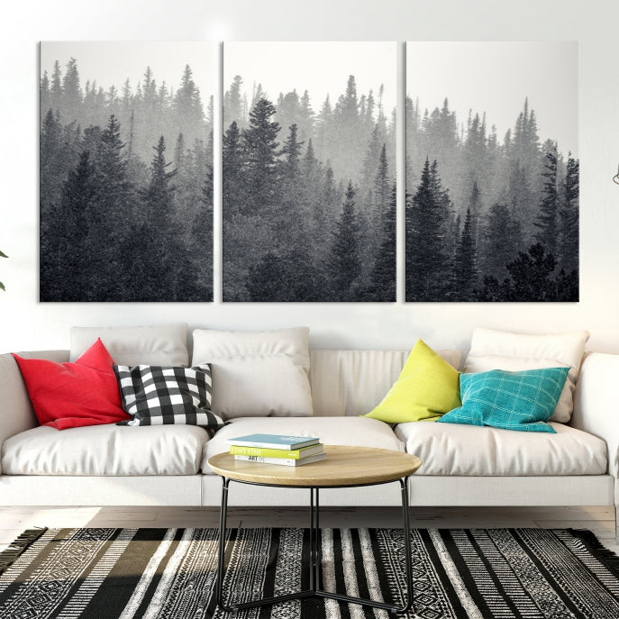 Foggy Forest Canvas Wall Art Framed Landscape Print Relaxing Wall Decor