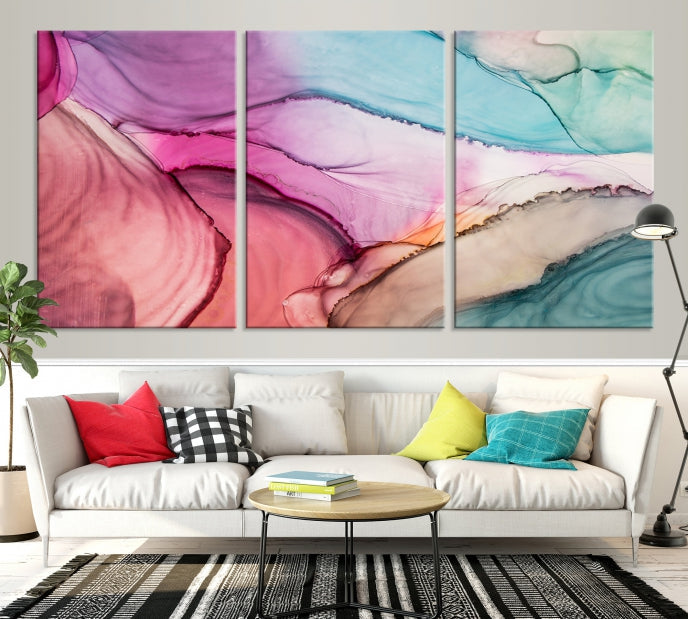 Colorful Marble Abstract Wall Art Print Canvas Living Room Kitchen Wall Decor