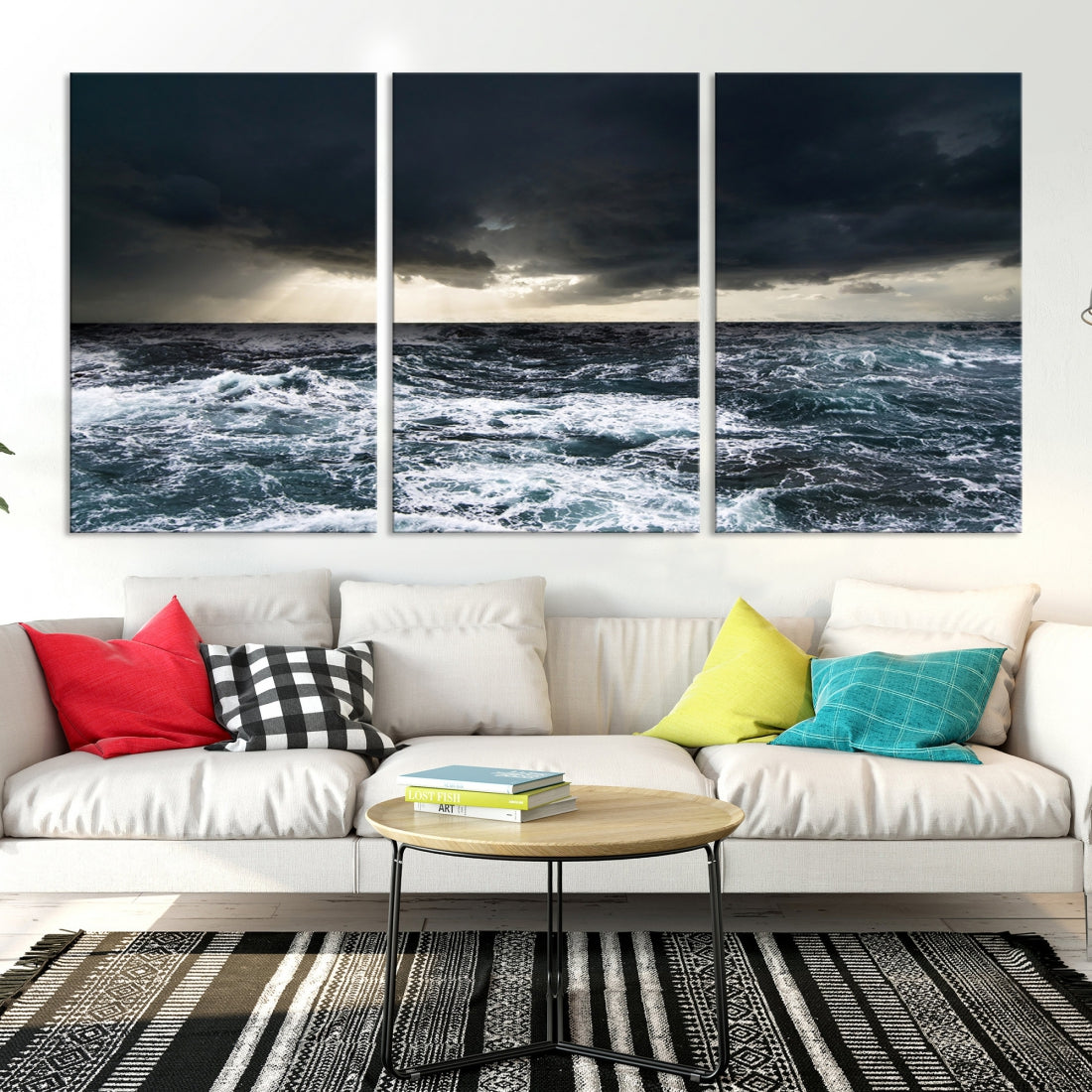 Stormy Sea Ocean Landscape Large Canvas Art Print for Home Decoration