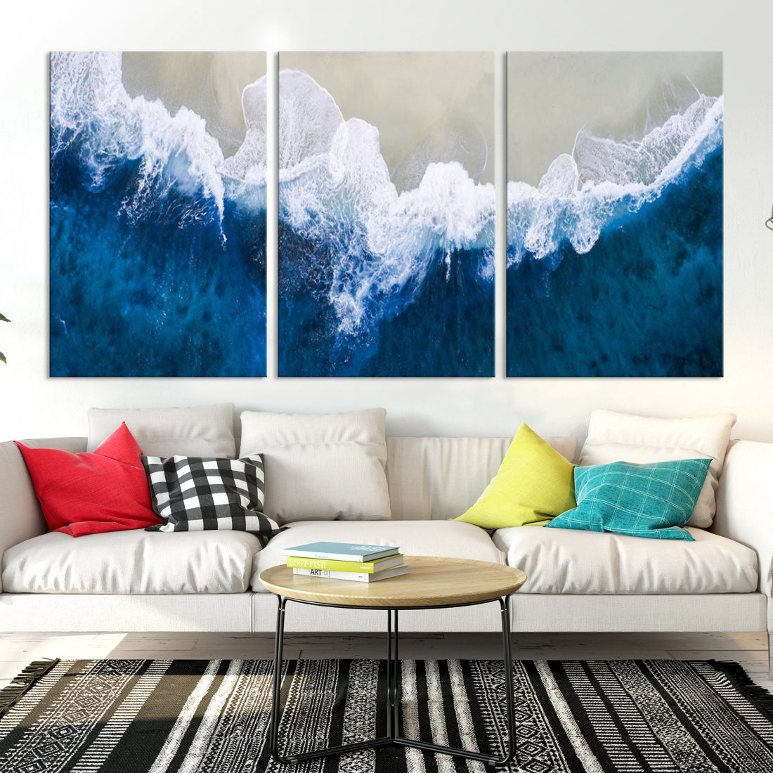 Hypnotic Aerial Beach Photo Wall Art Print Extra Large Ocean Canvas Print