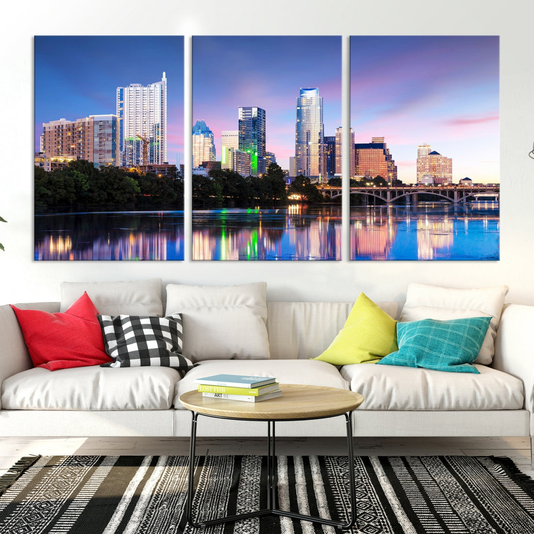 Extra Large Austin City Canvas Print Purple Dusk Skyline Wall Art