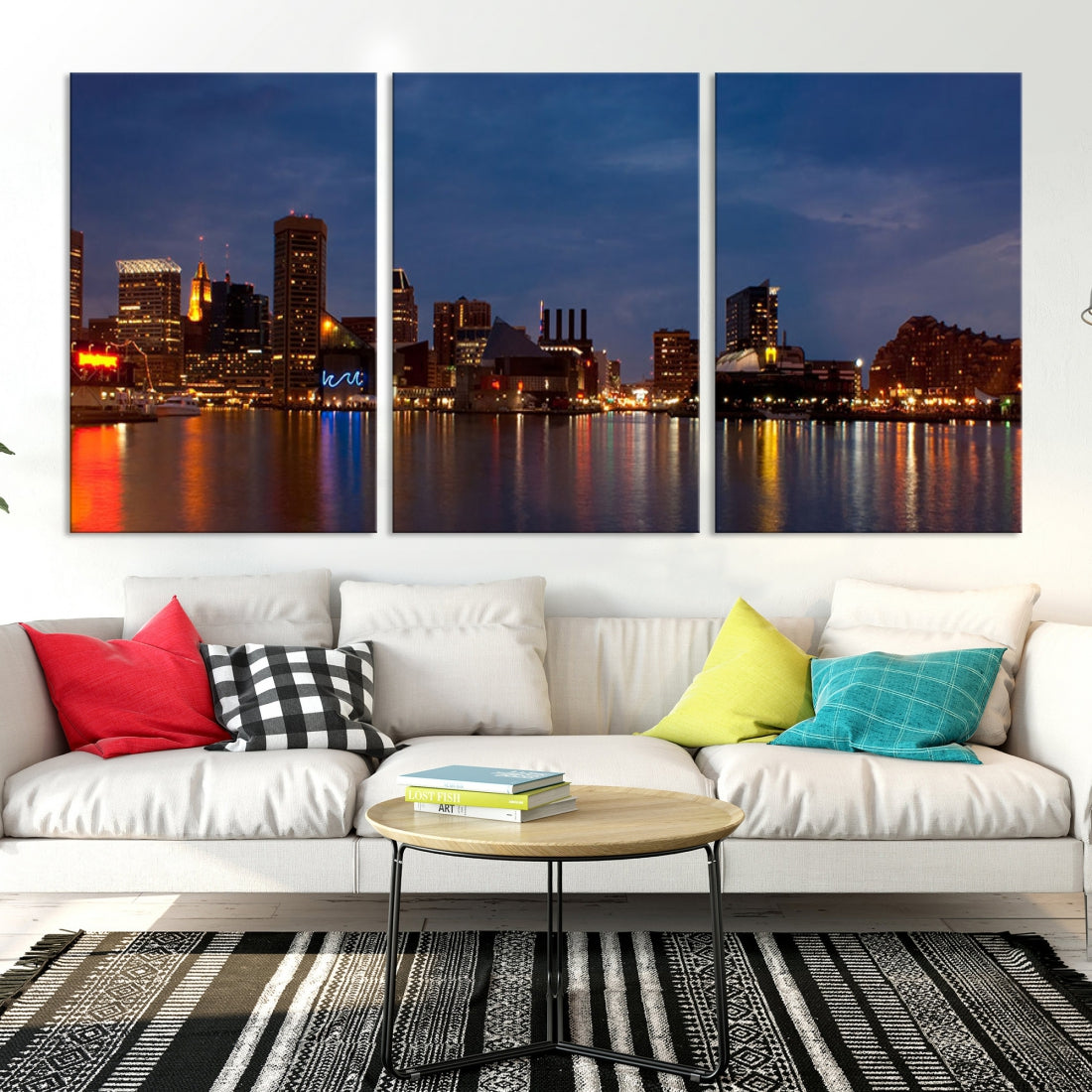 Baltimore City Downtown Skyline Cityscape Large Wall Art Canvas Print