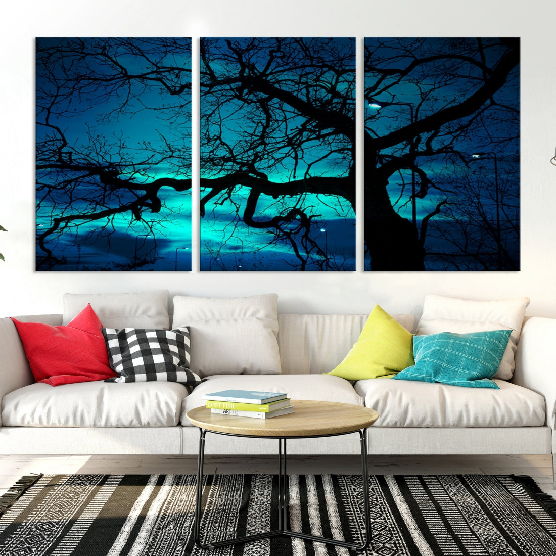 Bare Tree Moonlight Nature Wall Art Large Canvas Print Living Room Decor