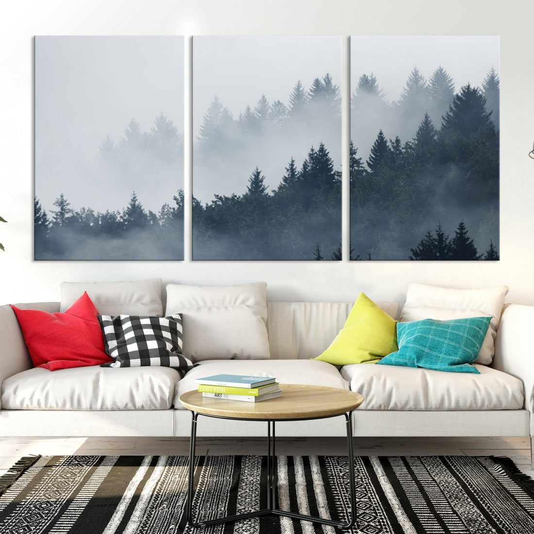 Bring the Peaceful Beauty of a Misty Foggy Forest with Clouds to Your Home with Our Nature Wall Art Canvas Print