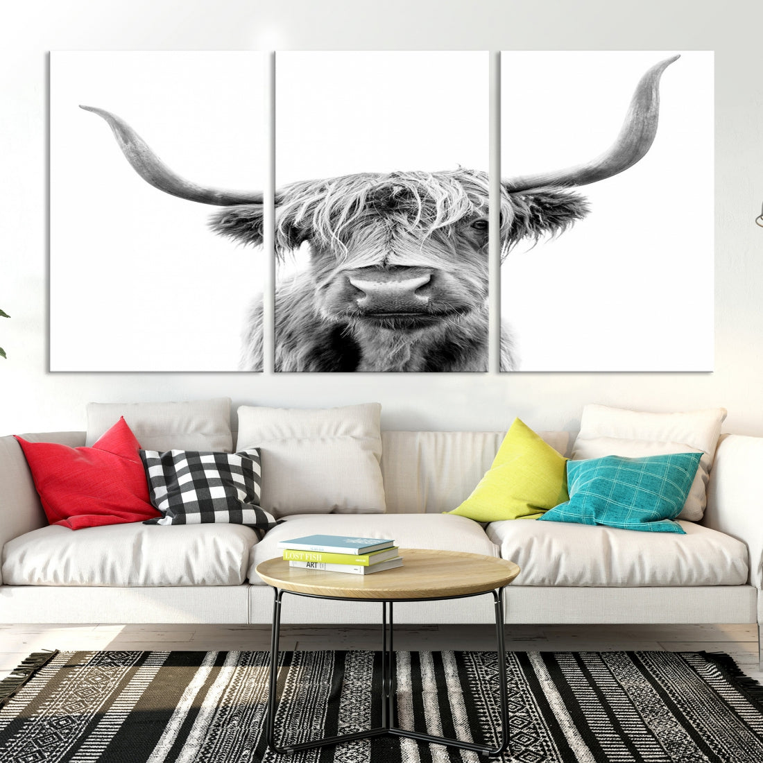 Bring the Charm of a Scottish Highland Cow to Your Farmhouse with Our Wall Art Canvas PrintA Rustic & Cozy Decor