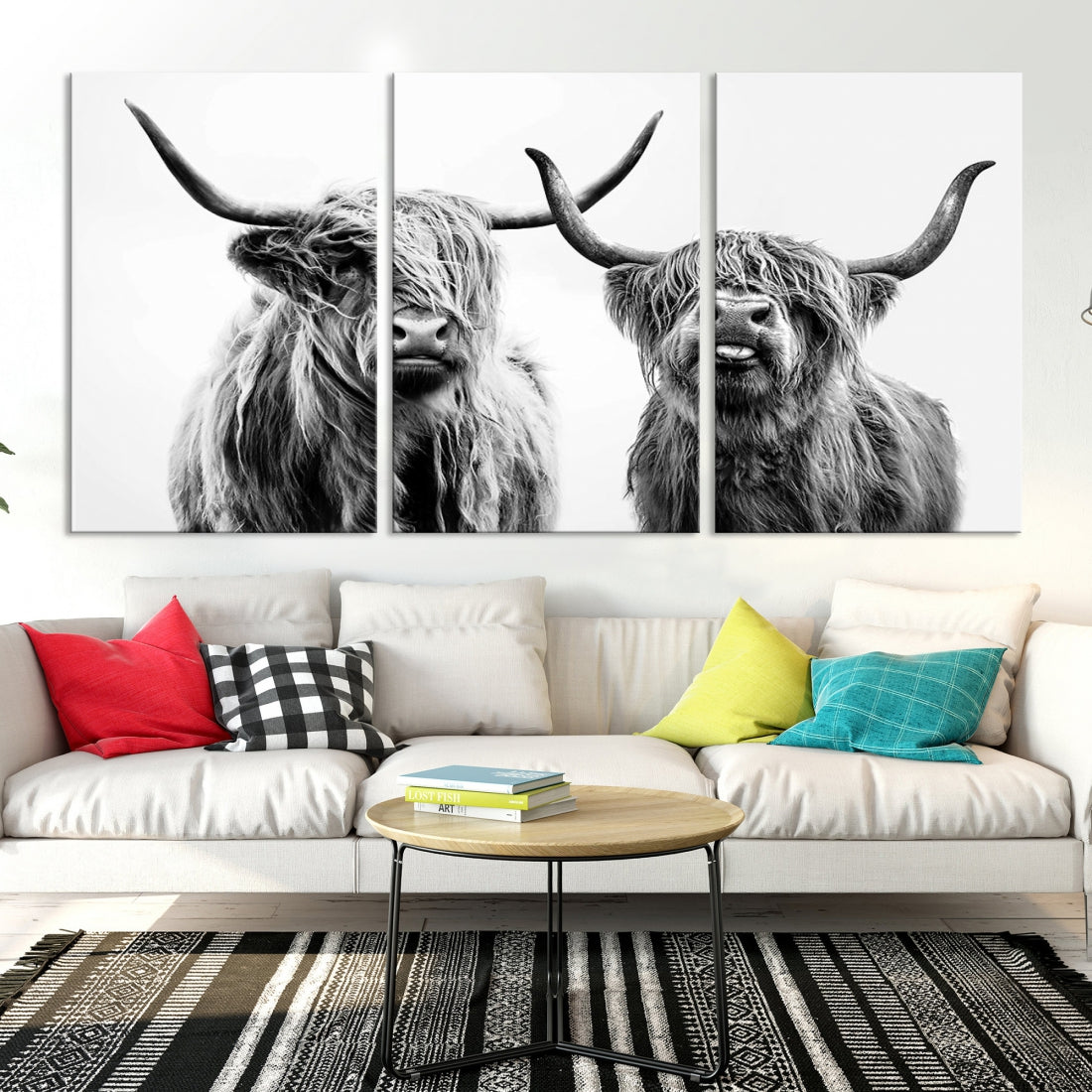 Bring the Charm of a Scottish Highland Cow to Your Farmhouse with Our Wall Art Canvas PrintA Rustic & Cozy Decor