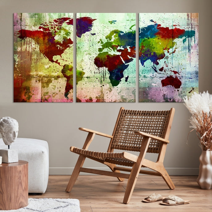 Watercolor World Map Canvas Print