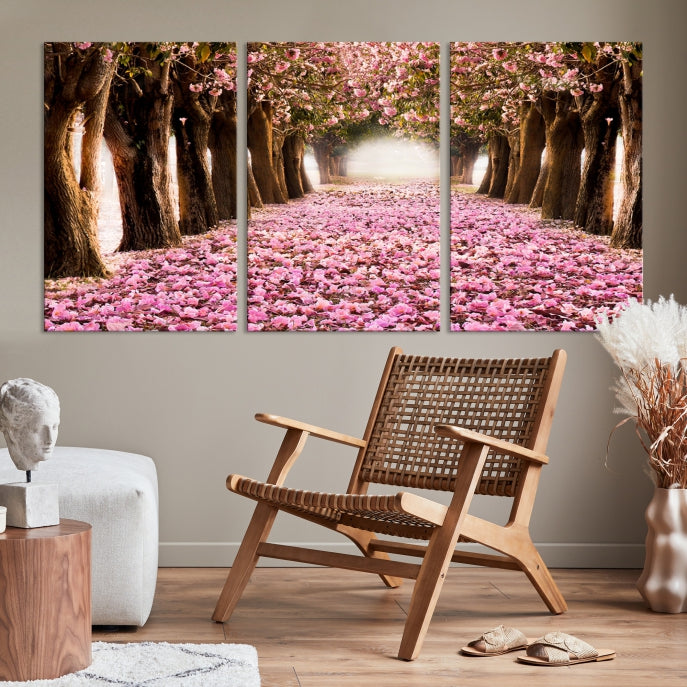 Mesmerizing Blossom Cherry Trees Large Wall Art Framed Canvas Print