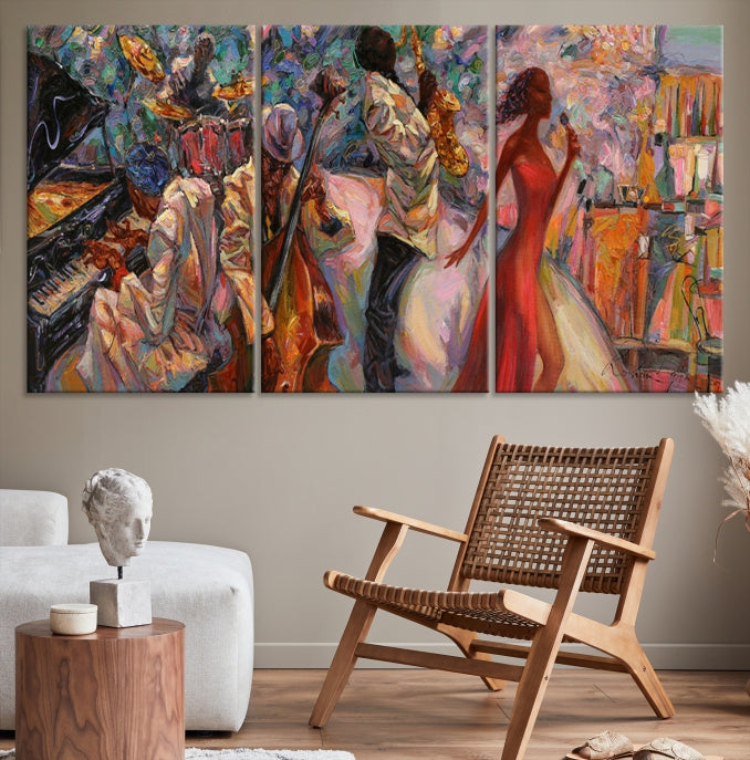 Musician Women and Jazz Orchestra African American Wall Art Canvas Print