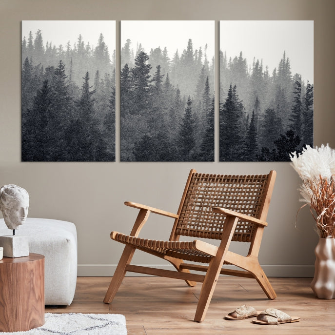 Foggy Forest Canvas Wall Art Framed Landscape Print Relaxing Wall Decor