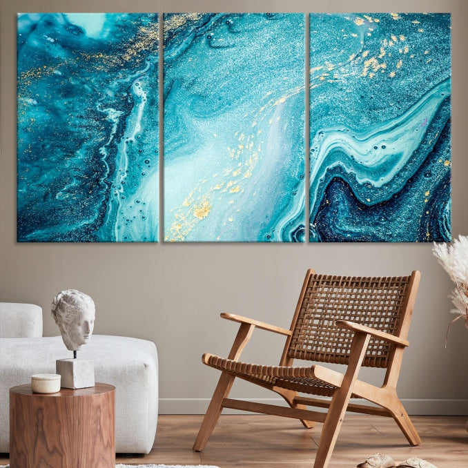 Large Marble Wall Art Framed Modern Abstract Canvas Print